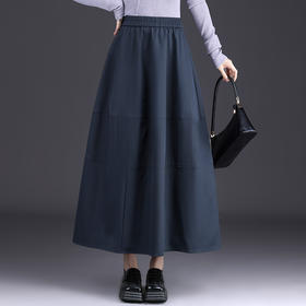 QYM 6992-Y时尚百搭高腰A字裙中长款大摆半身裙