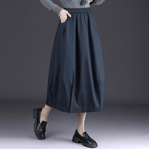 QYM 6991-Y松紧腰花苞裙半身裙百褶高腰洋气灯笼裙 商品图2