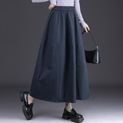 QYM 6992-Y时尚百搭高腰A字裙中长款大摆半身裙 商品图2