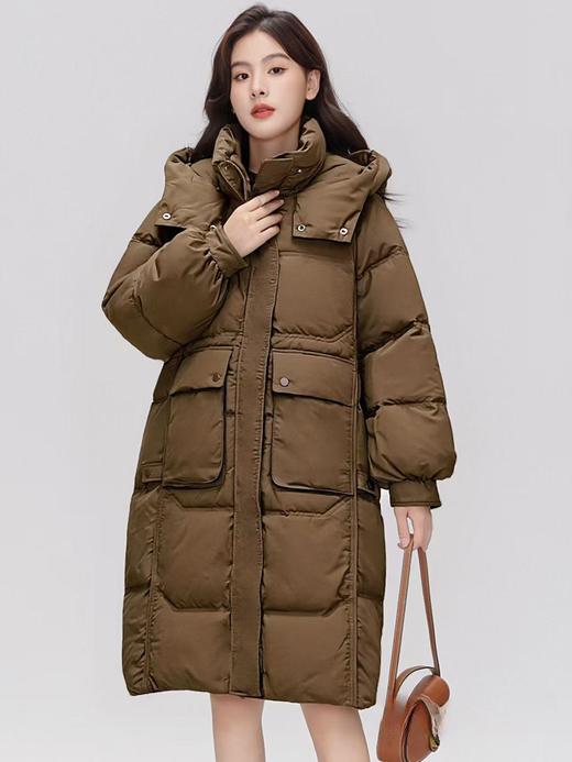 大牌同生产线！！高密面料不易粘毛/不易钻绒！！[绒子含量90%]9027高克重中长宽松羽绒服-喜出 商品图5