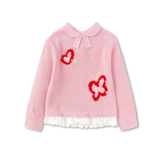 【balaOne】巴拉巴拉童装女童毛衫假两件提花针织衫春装2025新款 商品图4