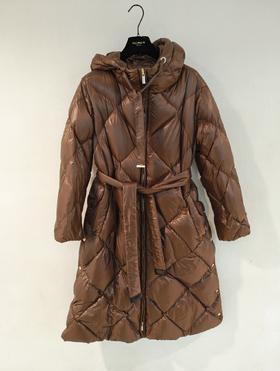 女款长款腰带连帽外套