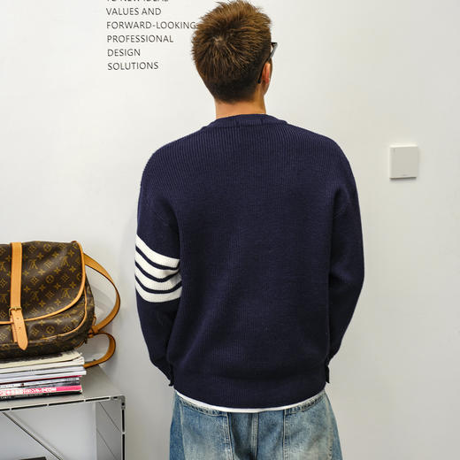 徐太浪【780g重磅 撞色条纹】肌理感针织毛衣男秋季男装通勤上衣 商品图2