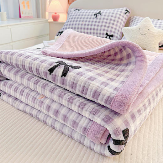 【冬季加厚牛奶绒床盖三件套】双面水晶加绒夹棉床单榻榻米保护垫铺盖 商品图3