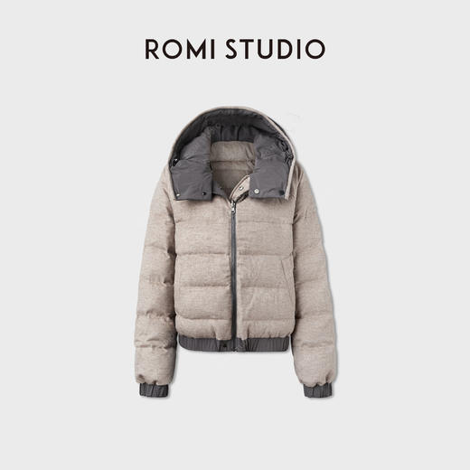 ROMI STUDIO90白鹅绒绵羊毛三防连帽两面穿羽绒外套 RWCWWG5705 商品图1