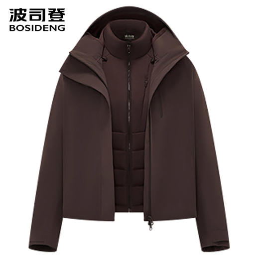 波司登2025秋新款女短款连帽冲锋衣鹅绒服防水B250331314 商品图0