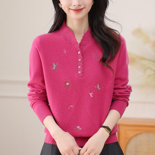 FQ 62-740A洋气优雅立领毛衣羊毛衫针织打底衫 商品图3