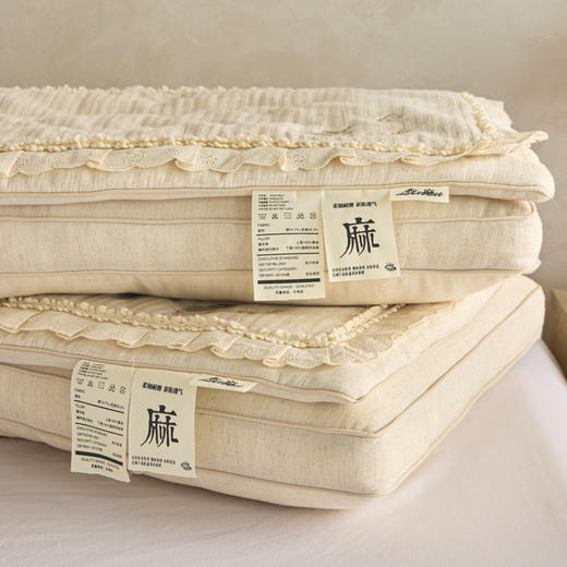 自然醒双层二合一可拆花边棉麻蚕丝枕XK 商品图9