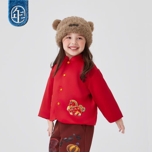 【云优选】衣童装儿童加绒唐装外套男童女童秋冬新款新中式好彩头加绒唐装 商品图3