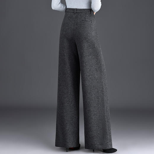 QYM 6993-Y毛呢阔腿裤高腰宽松直筒裤厚款休闲裤 商品图2