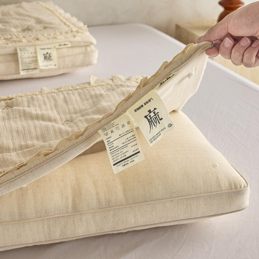 自然醒双层二合一可拆花边棉麻蚕丝枕XK 商品图12