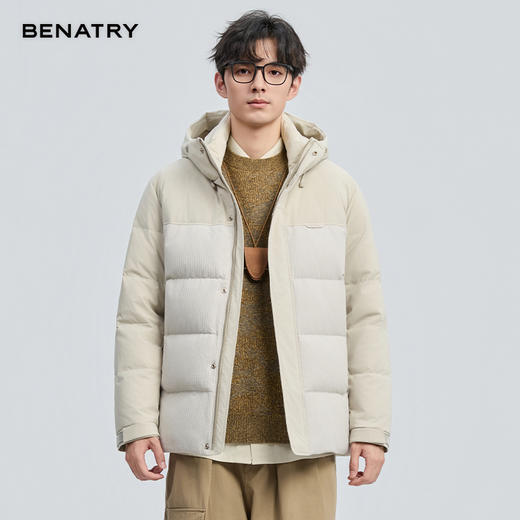 贝纳川冬季新品提花肌理连帽羽绒服ECF405268 商品图0