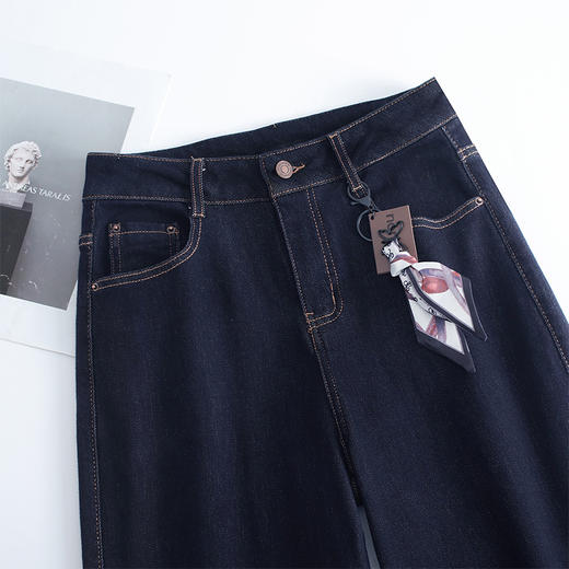 牛仔加绒阔腿裤，垂坠感窄版修身直筒裤MYX-QM-82569-L 商品图3