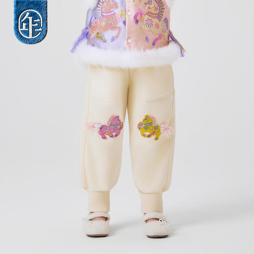 *【年衣】儿童长裤男女童秋冬新款国风加绒卫裤宝宝运动利马出发长裤 商品图1