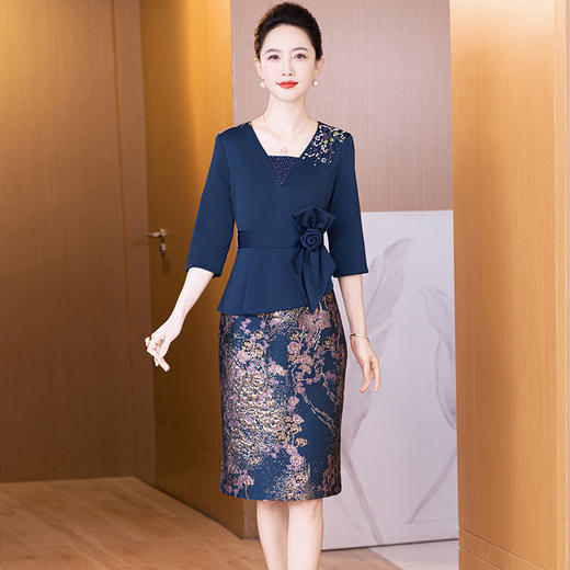 LC 2540拼接碎花优雅时尚宴会连衣裙修身显瘦 商品图0