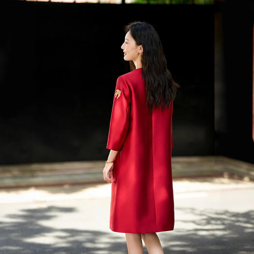 丁摩 春秋重工钉珠管燕子刺绣 气质显瘦改良旗袍丝毛连衣裙子5ZF-76003 商品图3