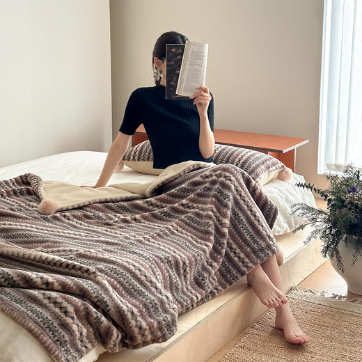 自然醒秋冬费尔岛双面盖毯午睡毯沙发毯床尾毯车载毯子MT 商品图0