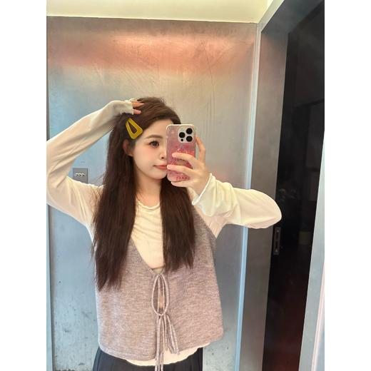 25AW上新【现货折上95折】 【复古编织】简约绑带吊带背心叠穿内搭针织打底衫上衣两件套 商品图2