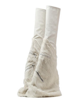 女款毛绒拉链长靴