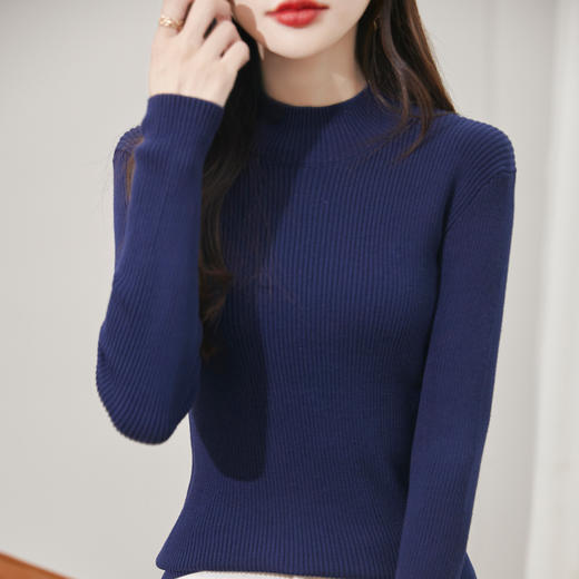 丁摩 不起球纯棉针织毛衣女秋冬新款修身内搭半高领全棉线打底衫上衣5ZF-030 商品图3