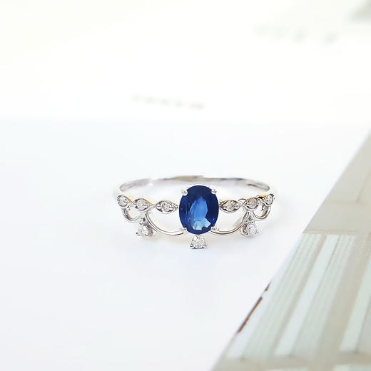 【天然正品】AU750白金镶钻镶天然约0.30克拉蓝宝石（忠贞、沉静）戒指 女士 11.5号（戒圈可改）101025NJM04现售价：1680特价 商品图4