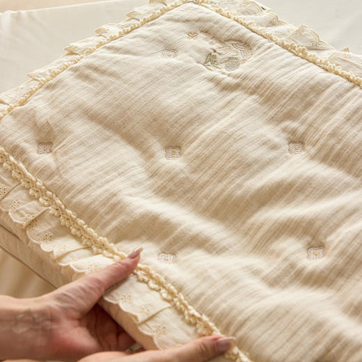 自然醒双层二合一可拆花边棉麻蚕丝枕XK 商品图13