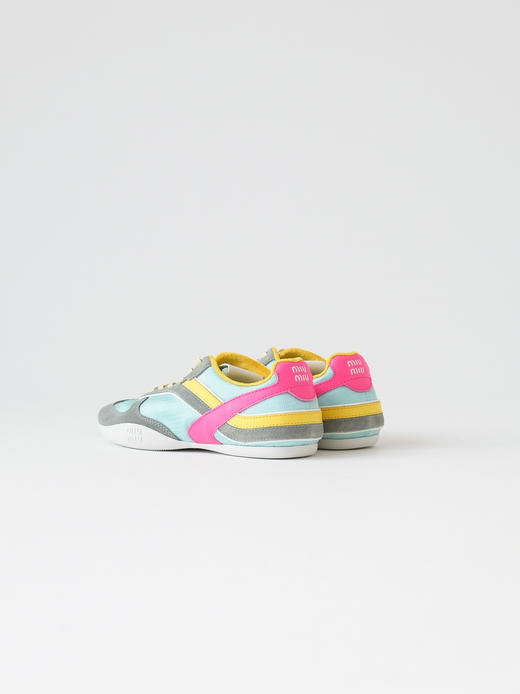 缪缪Gymnasium绒面革彩色饰带徽标压花圆头系带低帮生活休闲鞋（DBG） 商品图11