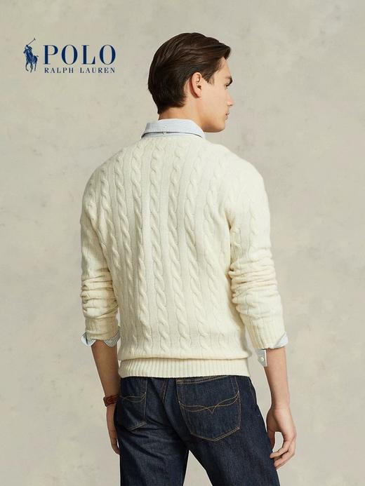 拉夫劳伦情侣款粗绞花麻花纯色小马刺绣针织衫毛衣 商品图1