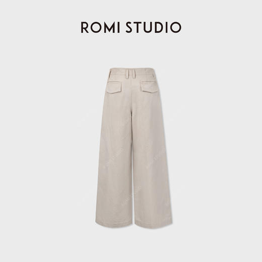 ROMI STUDIO“舒适自然”立体单褶高腰休闲百搭棉质阔腿裤431K2049 商品图2