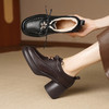【预售5天】秋冬新款羊皮系带深口单鞋女英伦风圆头厚底粗跟乐福小皮鞋女MLD&AM827 商品缩略图0
