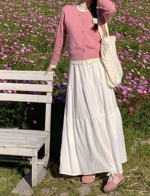 【百图lulu定制】【粉麻花毛衣】粉色 麻花纹理编织 假两件针织开衫 商品图4