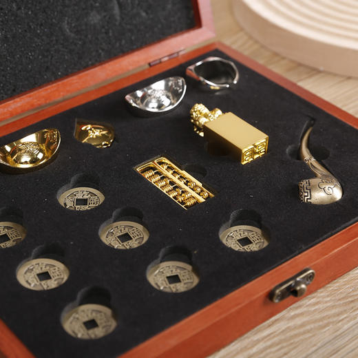 【福天华】随葬品男元宝盒“观山如愿”百年工艺殡葬用品 商品图3