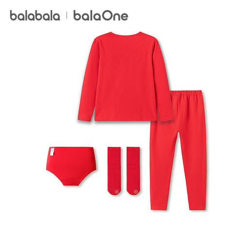 【balaOne】巴拉巴拉儿童新年内衣礼盒内裤袜子女红秋衣秋裤套装 商品图2