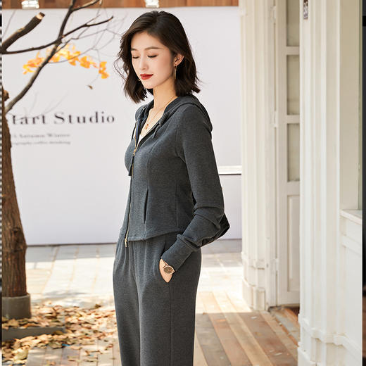 丁摩 秋冬新品女装两件套卫衣套装休闲含羊毛桑蚕丝5ZF-75309 商品图3