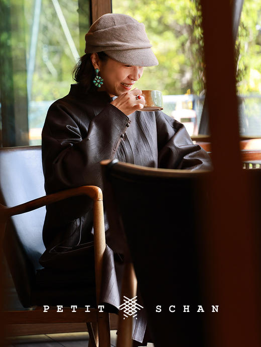 PETIT SCHAN小闪 CLO#926 Budapest 布达佩斯 绵羊皮抽绳设计款长款皮衣 商品图3