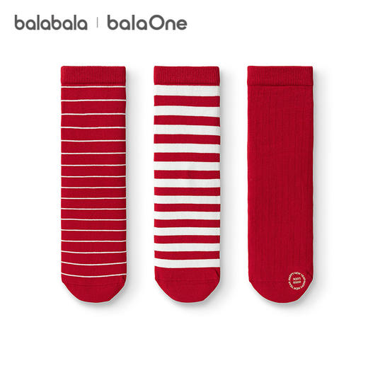 【balaOne】巴拉巴拉儿童袜子春男女童棉袜提花中筒袜百搭三双装 商品图4