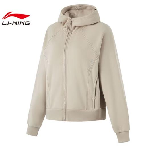 李宁女子加绒运动开衫连帽健身外套AWDU562-4 商品图0
