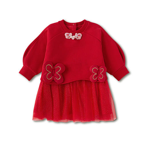 【balaOne】巴拉巴拉童装女童连衣裙新中式2025新款春装网纱裙子 商品图4