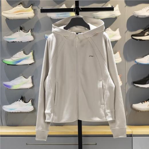 李宁女子加绒运动开衫连帽健身外套AWDU562-4 商品图1