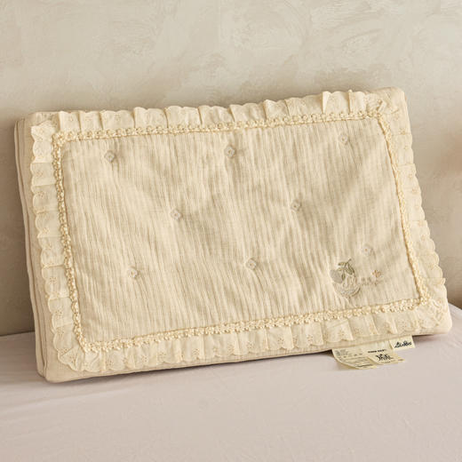 自然醒双层二合一可拆花边棉麻蚕丝枕XK 商品图8