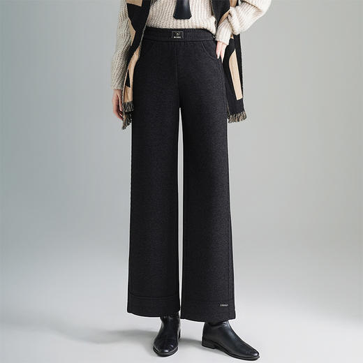 毛呢垂感直筒裤，松紧腰通勤时尚九分裤窄版阔腿裤MYX-QM-8953-L 商品图2
