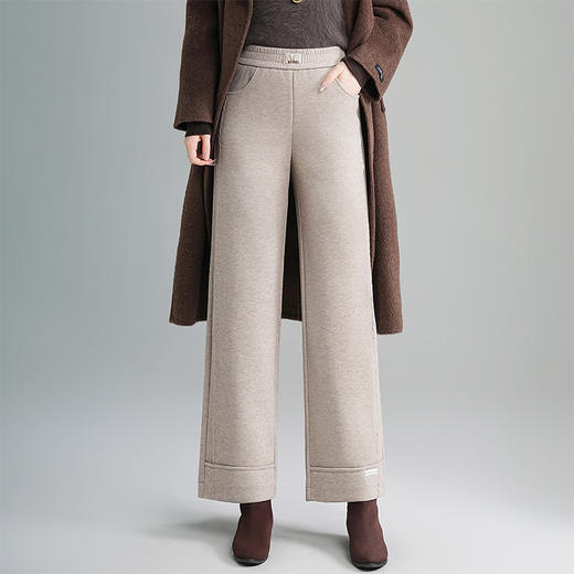 毛呢垂感直筒裤，松紧腰通勤时尚九分裤窄版阔腿裤MYX-QM-8953-L 商品图1