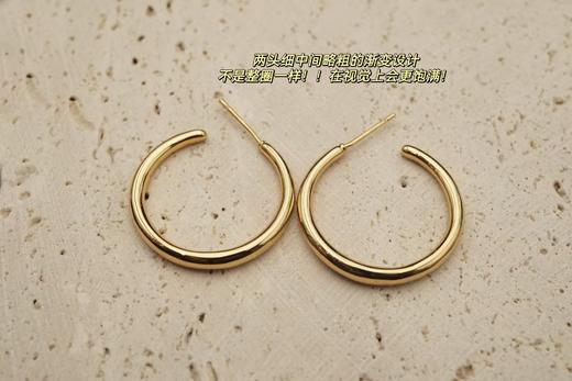 刘亦菲同款纯银镀24K真金Louise D经典素圈Hoop耳环 商品图9