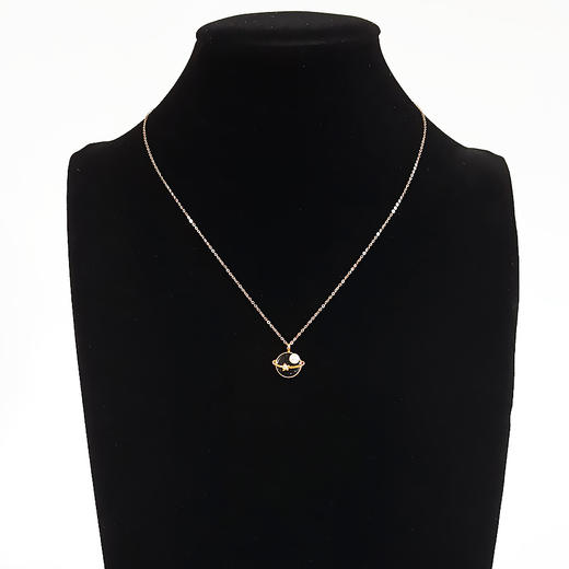 【天然正品】AU750黄金镶天然约4.2MM珍珠星球造型钻石吊坠项链 女士 051025NJM19特价 商品图6