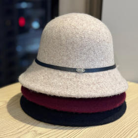 丁摩 高级感羊毛呢礼帽女秋冬法式复古英伦显脸小渔夫帽圆顶盆帽5ZF-10202