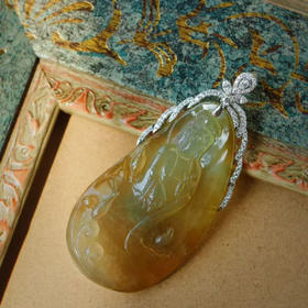 岁月拾遗 蜜糖冰黄 18k镶钻观音吊坠