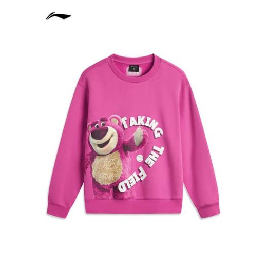 李宁女子草莓熊联名冬季加绒套头卫衣AWDU432-1玫红色 商品图0