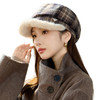 M3877（三角标毛绒格子八角帽）气质复古格子毛绒八角帽女秋冬季加厚文艺百搭贝雷帽百搭 商品缩略图4