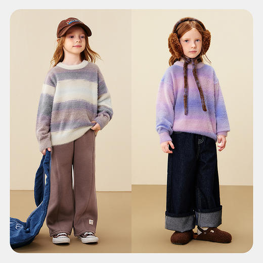 迷你巴拉巴拉男女童儿童毛衣2025冬季新品仿貂毛多彩渐变柔软毛衫 商品图2