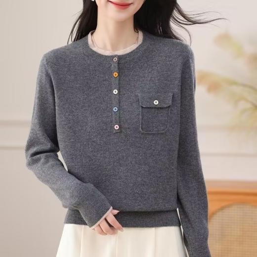 CC 62-745A羊毛衫圆领针织打底衫气质妈妈宽松毛衣 商品图1